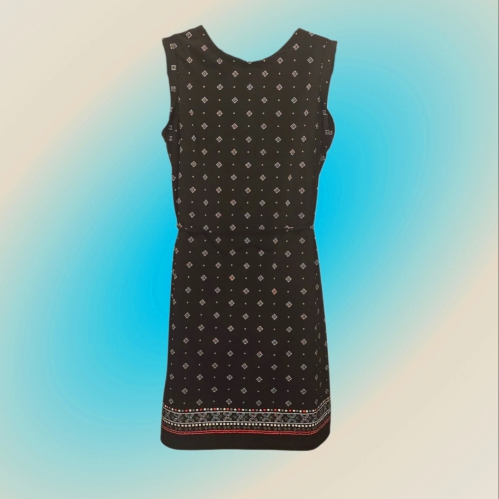 Banana Republic Button-Back, Tie-Waist Black and White Mini Dress